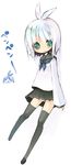  antenna_hair aqua_eyes himehi original penko school_uniform serafuku silver_hair solo thighhighs 