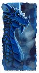 blue blue_scales blue_theme dragon feral hibbary male monochrome portrait solo 