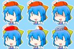  1girl 9rimson blue-eyes_white_dragon blue_hair blush_stickers bow censored cirno crossover damaged duel_monster hair_bow ice ice_wings icons identity_censor multiple_persona no_nose open_mouth shaded_face short_hair shrimp touhou wings yuu-gi-ou yuu-gi-ou_duel_monsters 