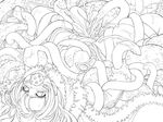  absurdres ball_gag blush breasts cum gag gagged greyscale highres large_breasts lineart monochrome nipples ragnarok_online tears tentacle_sex tentacles wizard_(ragnarok_online) work_in_progress xration 