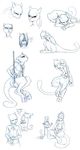  hibbary legendary_pok&#233;mon mew mewtwo monochrome nintendo nude pok&#233;mon sketch video_games 