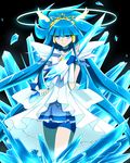  aoki_reika bike_shorts black_background blue blue_dress blue_eyes blue_hair blue_skirt choker crystal_sword cure_beauty dress head_wings highres ice kotuzui_yositune long_hair pale_skin precure princess_form_(smile_precure!) shorts shorts_under_skirt skirt smile smile_precure! solo spiked_hair sword tiara weapon wrist_cuffs 