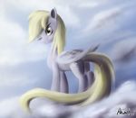  aeronjvl amber_eyes blonde_hair cloud clouds cutie_mark derpy_hooves_(mlp) equine female feral friendship_is_magic hair hi_res horse mammal my_little_pony one_eye_closed pegasus pony simple_background solo wings wink 