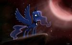  abstract_background aeronjvl blue_eyes cliff cutie_mark eclipse equine female feral friendship_is_magic hair horn horse mammal moon my_little_pony pony princess_luna_(mlp) purple_hair solo winged_unicorn wings 