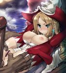  1girl blonde_hair blue_eyes blush bravely_default:_flying_fairy bravely_default_(series) breasts brown_hair censored earrings folded hetero holly_white jewelry knees_on_chest large_breasts leg_grab legs_over_head long_hair nipples penis pussy shigeryun solo_focus spread_pussy thighhighs 