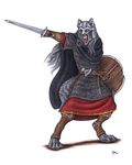  aggressive armor axe canine digitigrade hair helmet long_hair male mammal plain_background pointing qzurr shield shouting solo sword viking warrior weapon white_background wolf yellow_eyes 