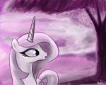  abstract_background aeronjvl cutie_mark equine female fleur_de_lis_(mlp) friendship_is_magic hair horn horse mammal monochrome my_little_pony open_mouth pink_hair pony purple_eyes smile solo tree two_tone_hair unicorn white_hair wood 
