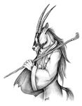  antelope grazing_antelope horn monochrome oryx plain_background qzurr rod sketch smirk solo white_background 