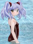  bad_id bad_pixiv_id brown_eyes hoshino_ruri kidou_senkan_nadesico long_hair lupus one-piece_swimsuit purple_hair school_swimsuit solo swimsuit twintails 