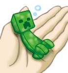  creature creeper hands holding in_palm minase_shu minecraft minimized simple_background sleeping white_background 