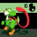  clothing dinosaur egg footwear mac-daddy_(artist) mario_bros nintendo reptile scalie shadow shoes signature simple_background solo super_smash_bros super_smash_bros._ultimate tongue video_games yoshi 