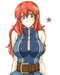  1girl bare_shoulders belt breasts brown_eyes chastel_aiheap long_hair lowres orange_hair star tales_of_(series) tales_of_vesperia tales_of_vesperia:_the_first_strike 