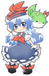  :3 bad_id bad_pixiv_id blue_dress blue_eyes blue_hair blush chibi dress hand_on_headwear hat horn_ribbon horns kamishirasawa_keine kamishirasawa_keine_(hakutaku) long_hair looking_at_viewer neckerchief puffy_sleeves rebecca_(keinelove) ribbon short_sleeves smile solid_circle_eyes sukusuku_hakutaku touhou 