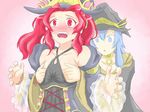  blue_hair breast_grab breasts duel_monster gishki_ariel gishki_emilia grabbing red_hair ritua_emilia ritua_erial yu-gi-oh! 