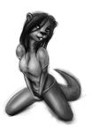  clothed clothing dare_(artist) female greyscale kneeling mammal monochrome mustelid otter skimpy solo translucent 