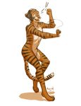  anthro balls caught dancing feline headphones male mammal meesh music_player nude pose sheath solo surprise tiger 