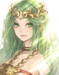  bare_shoulders bonnou-s-rice green_eyes green_hair jewelry kid_icarus kid_icarus_uprising long_hair looking_at_viewer palutena solo tiara upper_body 