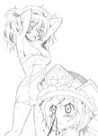  bare_shoulders blood commentary_request greyscale hat monochrome multiple_girls naked_towel nosebleed onozuka_komachi pera-o shiki_eiki touhou towel translation_request 