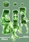  age_difference at2. blush character_name copyright_name dress goo_girl green highres minecraft monster_girl multiple_girls personification slime slime_(minecraft) 