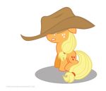  alpha_channel applejack_(mlp) blonde_hair cowboy_hat cutie_mark equine female feral fongsaunder freckles friendship_is_magic hair hat hi_res horse mammal my_little_pony plain_background pony simple_background solo transparent_background young 