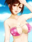  bikini_top blush breasts brown_eyes brown_hair cleavage large_breasts lips looking_at_viewer meiko meriko project_diva_(series) project_diva_2nd smile solo sweat swimsuit swimwear_(module) swimwear_b_(module) vocaloid 