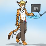  computer cute feline geek leoian leoian_(character) male mammal mouse pen rodent tiger 