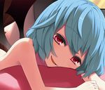  bat_wings blue_hair fang hota looking_at_viewer nude open_mouth red_eyes remilia_scarlet short_hair smile solo touhou wings 