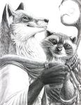  canine couple drink fox greyscale mammal monochrome raccoon rev smile stick 