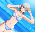  beach bikini blue_eyes day dutch_angle kyouno_rhythmy ocean shopyun short_hair silver_hair swimsuit tokimeki_memorial tokimeki_memorial_4 