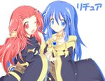  blue_hair duel_monster eria gishki_ariel gishki_emilia red_hair ritua_emilia ritua_erial yu-gi-oh! yuu-gi-ou_duel_monsters 