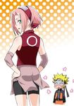  blonde_hair green_eyes haruno_sakura hirotsugu_minami nanji3 naruto pink_hair uzumaki_naruto 