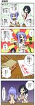  4koma black_hair blouse calligraphy_brush comic contemporary covering_face dress_shirt failure green_eyes grey_eyes hair_ornament hairpin hand_on_shoulder hands_on_own_face handsome_wataru highres kumoi_ichirin lavender_hair macedonian_flag mirror_writing multiple_girls murasa_minamitsu necktie open_mouth paintbrush paper pocket shirt short_hair short_sleeves sidelocks sunburst touhou translated unmoving_pattern writing 