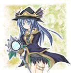  blue_hair coat duel_monster eria hat mirror ritua_erial wand witch_hat yu-gi-oh! yuu-gi-ou_duel_monsters 