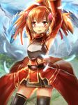  armor armpits arms_up blonde_hair dragon edobox feathers hair_bobbles hair_ornament pina_(sao) red_eyes short_twintails silica sword_art_online twintails 