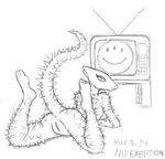  evolution female horridus looking_at_viewer monochrome nude pussy solo television 