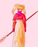  armor blonde_hair dragoon dragoon_(fft) final_fantasy final_fantasy_tactics lev_(zax) polearm red_eyes solo spear twintails weapon 
