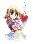  blonde_hair broken_heart green_eyes heart lowres mizuhashi_parsee pointy_ears short_hair simple_background solo tears toshihiro touhou 