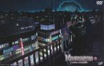  2girls artist_request asougi_rin brown_hair business_suit city cityscape cover dress dress_shirt dvd_cover formal glasses green_hair hair_ribbon highres maeno_koki mimi_(mnemosyne) mnemosyne multiple_girls necktie neon_lights night night_sky official_art purple_hair railing ribbon rooftop scan shirt shoes sign sky star_(sky) starry_sky suit thighhighs tree turtleneck twintails white_legwear wind 