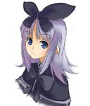  black_bow black_neckwear blue_eyes bow bowtie coopa druaga_no_tou goyawa hair_bow looking_at_viewer short_hair silver_hair simple_background solo white_background 