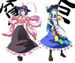  blue_eyes hat hinanawi_tenshi multiple_girls nagae_iku red_eyes squemezzo touhou 