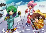  animal_hat cat_hat dejiko di_gi_charat hat highres megami mountain multiple_girls puchiko skiing skis snow usada_hikaru yamakawa_yoshiki 