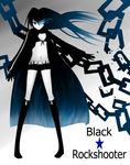  ak_(pixiv52293) black_hair black_rock_shooter black_rock_shooter_(character) blue_eyes chain long_hair midriff navel solo 