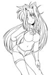  45acp breasts greyscale highres large_breasts lindy_harlaown lineart long_hair looking_at_viewer lyrical_nanoha monochrome smile solo very_long_hair 
