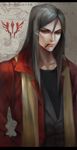  bad_id bad_pixiv_id bangs black_eyes black_hair cigar coat command_spell facial_hair fate/zero fate_(series) highres long_hair lord_el-melloi_ii male_focus older parted_bangs realistic scarf solo waver_velvet zkxandy 