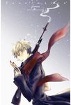  archer bad_id bad_pixiv_id community666 copyright_name fate/extra fate_(series) gun male_focus red_eyes rifle scarf sniper_rifle solo trench_coat watermark weapon web_address white_hair 