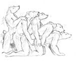  anal_penetration bear bite black_and_white gay greyscale group group_sex laughingartist licking male mammal monochrome orgy penetration penis plain_background sex tongue train_position white_background 