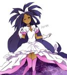  ;) bad_id bad_pixiv_id banned_artist big_hair blush boots bow breasts brown_eyes cleavage cleavage_cutout cosplay dark_skin dress gloves hair_bow iris_(pokemon) long_hair mahou_shoujo_madoka_magica one_eye_closed pink_footwear pokemon pokemon_(game) pokemon_bw2 purple_hair seiyuu_connection small_breasts smile solo thighhighs tribute ultimate_madoka ultimate_madoka_(cosplay) very_long_hair yuuki_aoi 