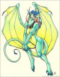  breasts dragon female horn nude scalie shinigamigirl solo wings 