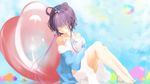  barefoot closed_eyes fe_(sakura) heart luo_tianyi short_hair_with_long_locks solo vocaloid vocanese 