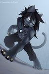  abstract_background collar costello feline hair long_hair male mammal necklace panther solo standing topless wolfy-nail 